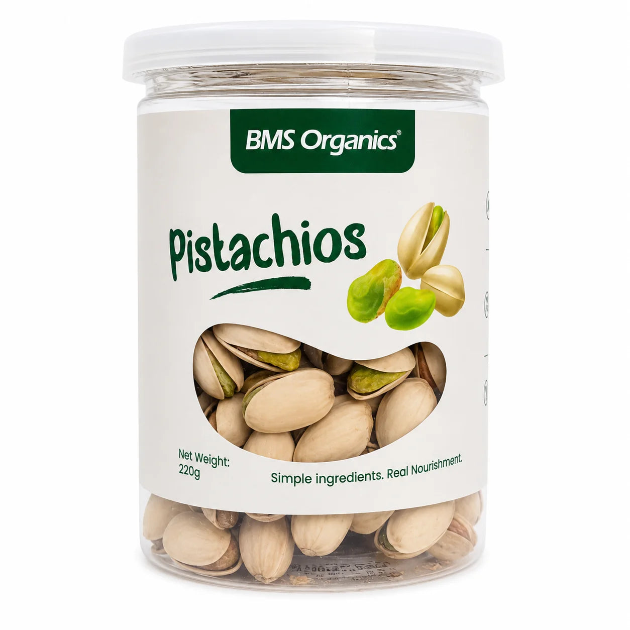 BMS Organics Pistachios  (Roasted) (220g)