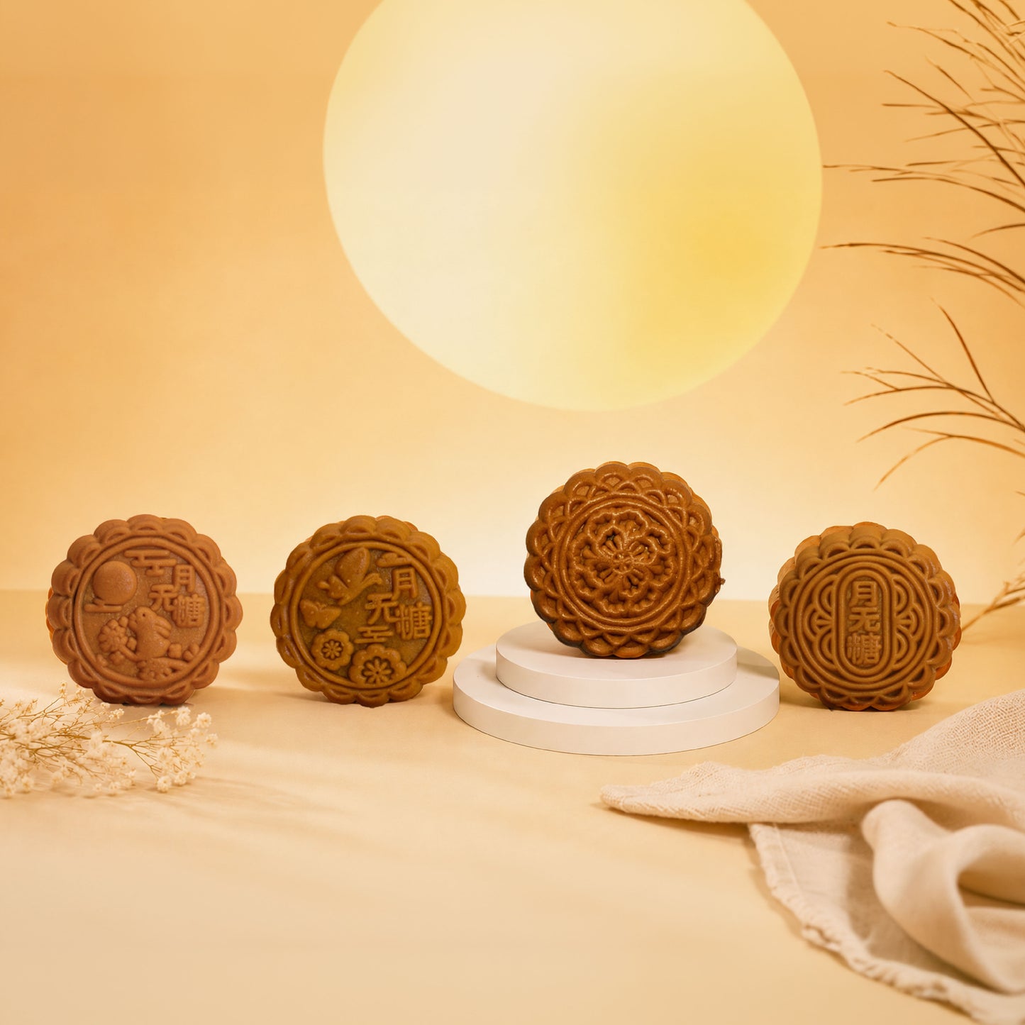 Traditional Series Mooncake Gift Box (No Sugar Added ) 4pcs X 80g/pcs