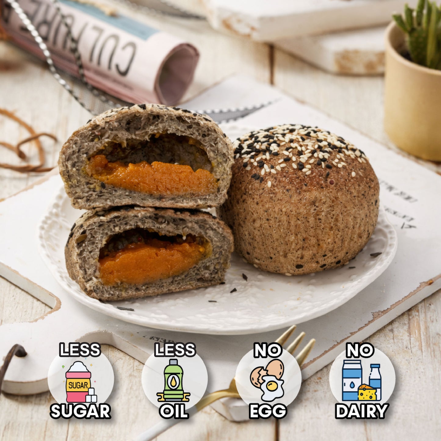 Pumpkin Mix Sesame Sourdough Bun