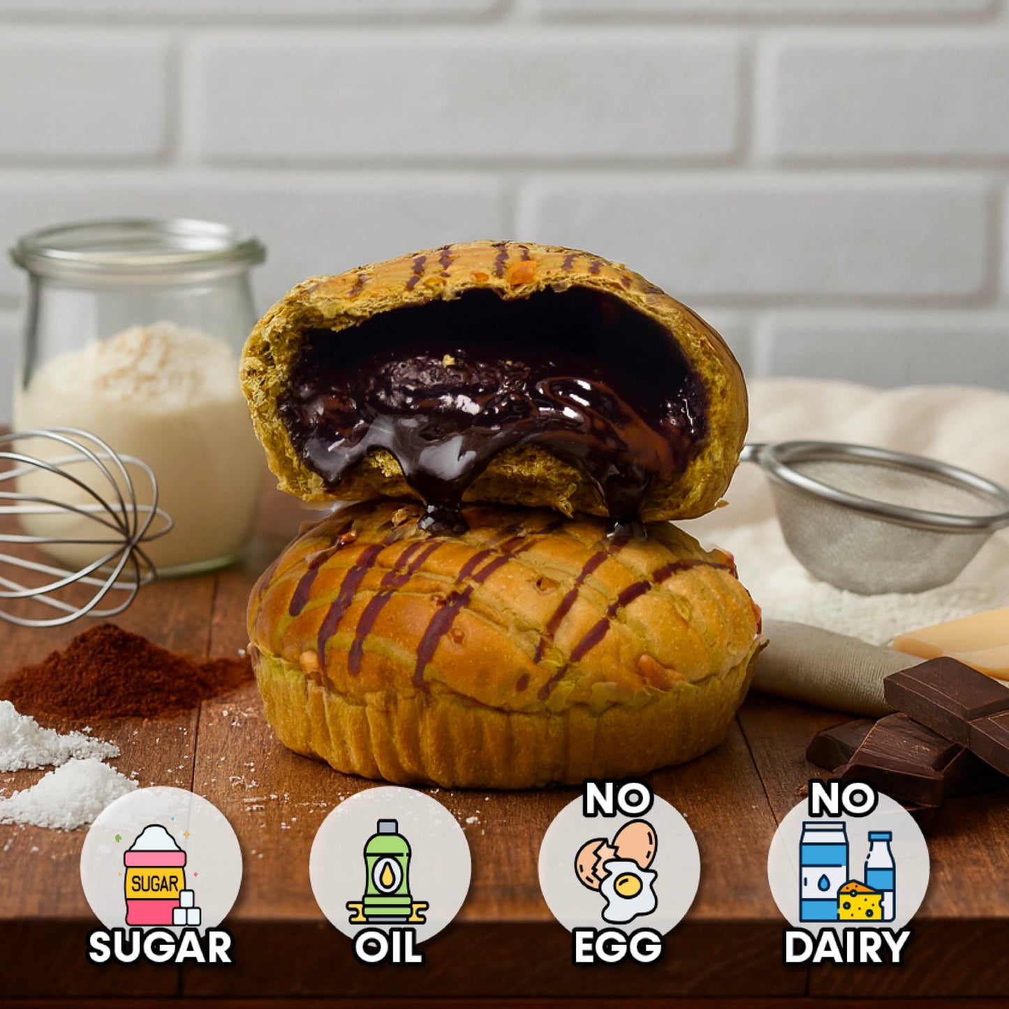 Dark Chocolate Lava Matcha Sourdough Bun