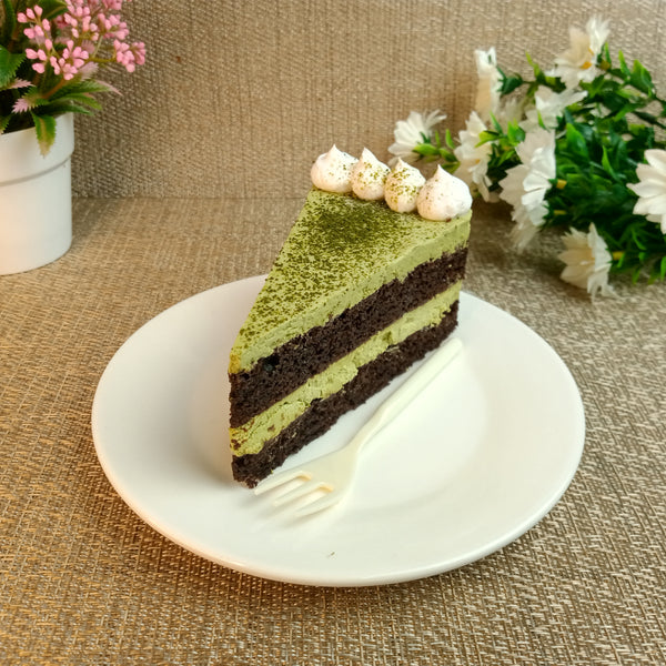 Vegan Matcha Belgium Dark Chocolate Slice Cake-Slice Cake-YookyBites